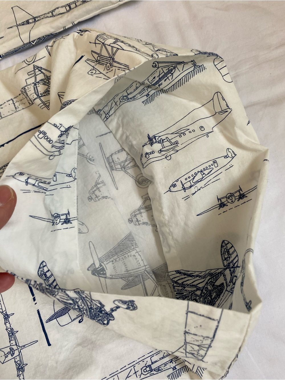 Restoration Hardware Baby And Child Vintage Airplane Blueprint Crib Sheet Set - Picture 4 of 16